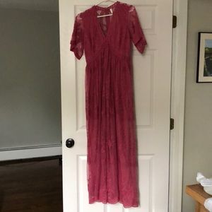 Dusty rose - pink blush lace maxi